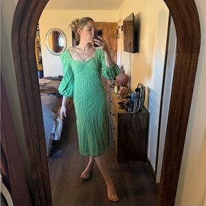 Anthropologie Maeve Green linen dress